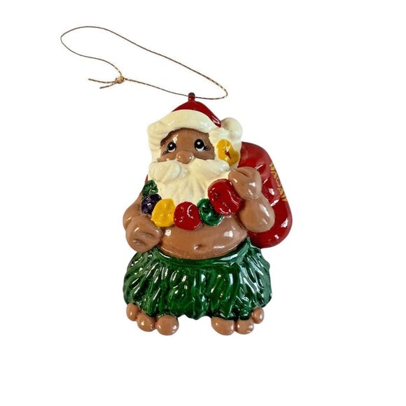 Vintage Hawaiian Poi People Santa w/Sack & Maui Angel Hanging Ornaments 1986-87 - Picture 5 of 16